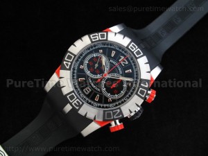 Chronoexcel 1:1 Ultimate Edition Red SS Black Dial on Black Rubber Strap
